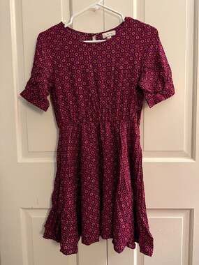 Freeway Women's Size S Red Patterned Short Sleeve Mini Dress